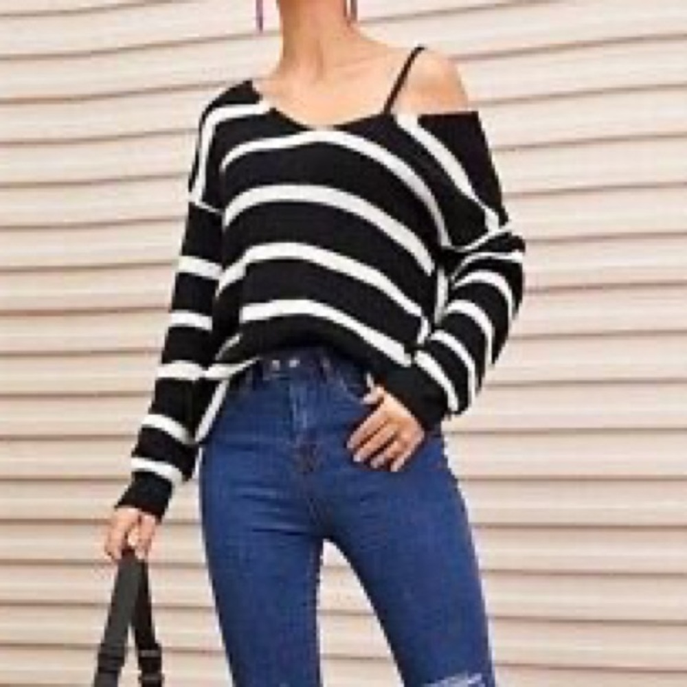 Twist Back Backless Drop Shoulder Sweater